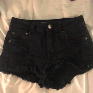 Black denim shorts